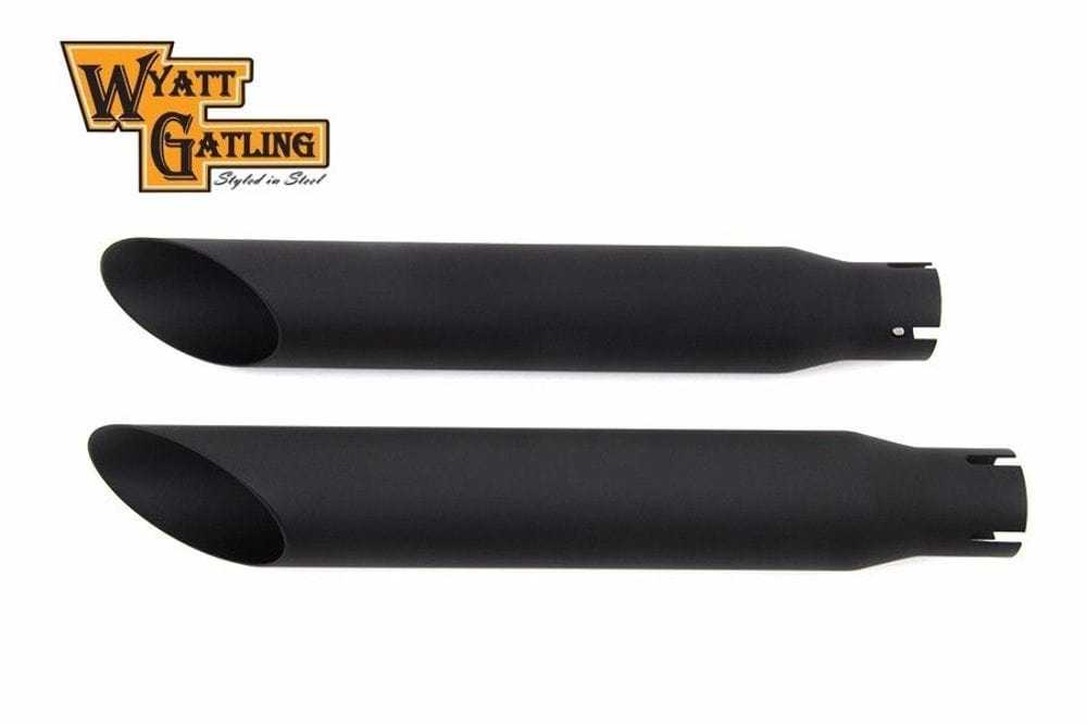 V-Twin Manufacturing, Flat Black Slip-On Slash Cut Exhaust Mufflers Baffle 1980-2003 Harley Sportster