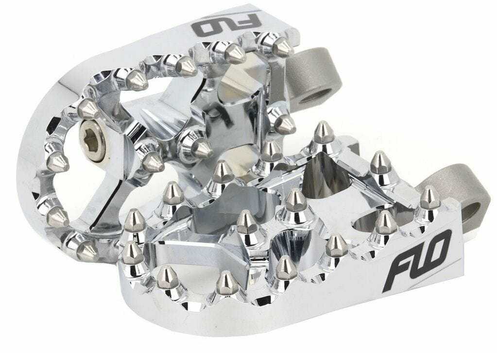 Flo Motorsports, Flo Moto Chrome Aluminum Motorcycle MX Platform Foot Pegs Pair Set Harley Custom