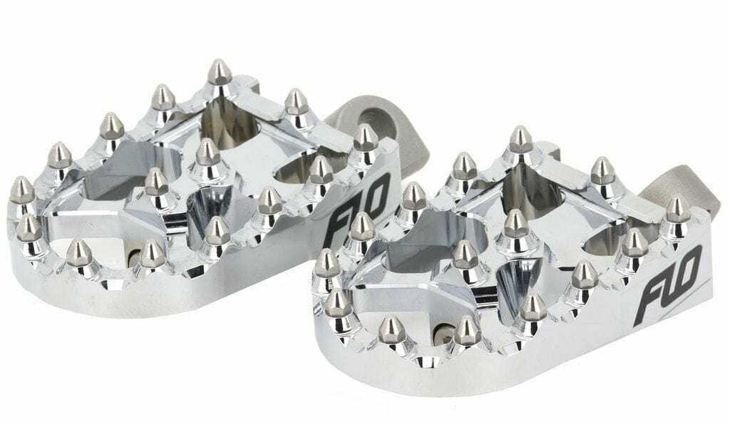 Flo Motorsports, Flo Moto Chrome Aluminum Motorcycle MX Platform Foot Pegs Pair Set Harley Custom