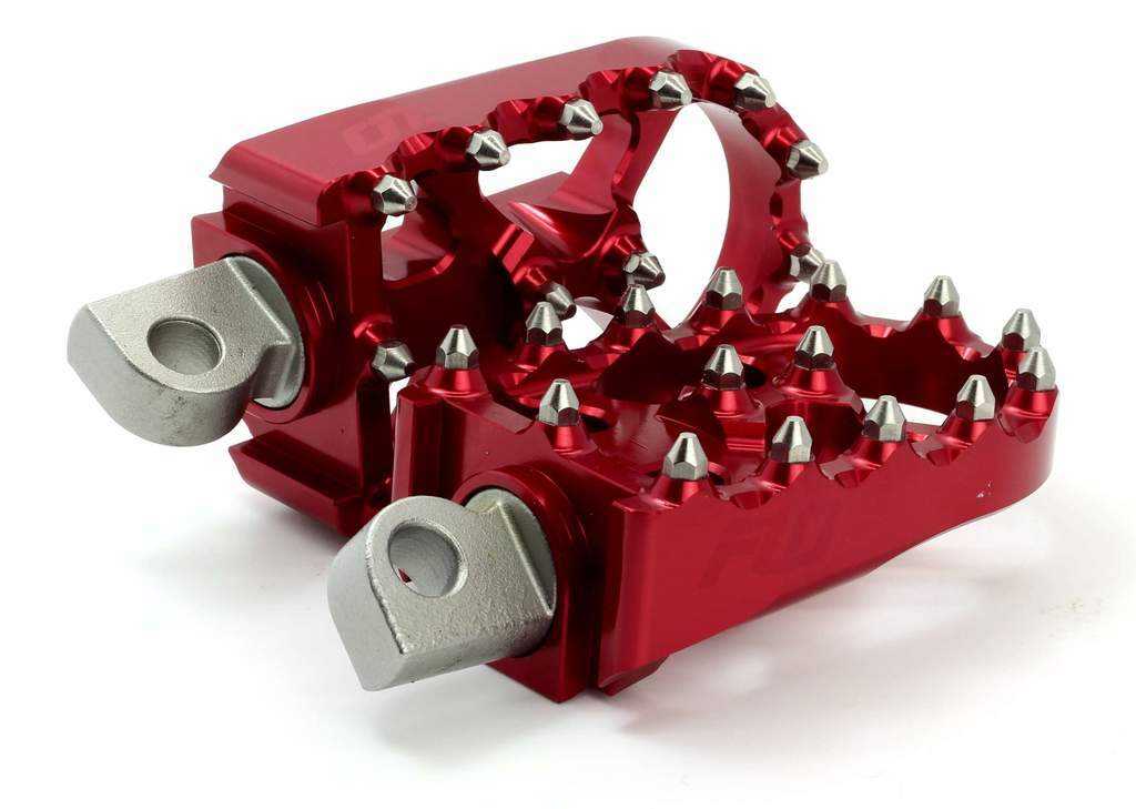 Flo Motorsports, Flo Moto Red Aluminum Motorcycle MX Platform Foot Pegs Pair Set Harley Custom