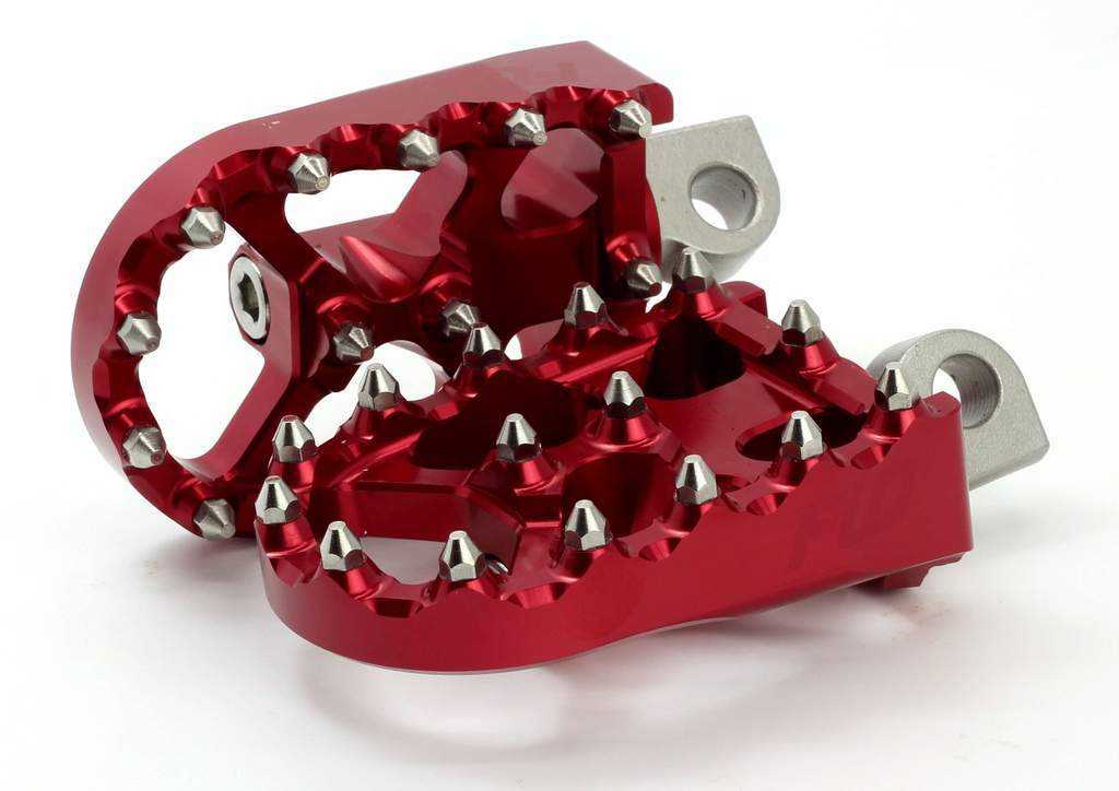 Flo Motorsports, Flo Moto Red Aluminum Motorcycle MX Platform Foot Pegs Pair Set Harley Custom