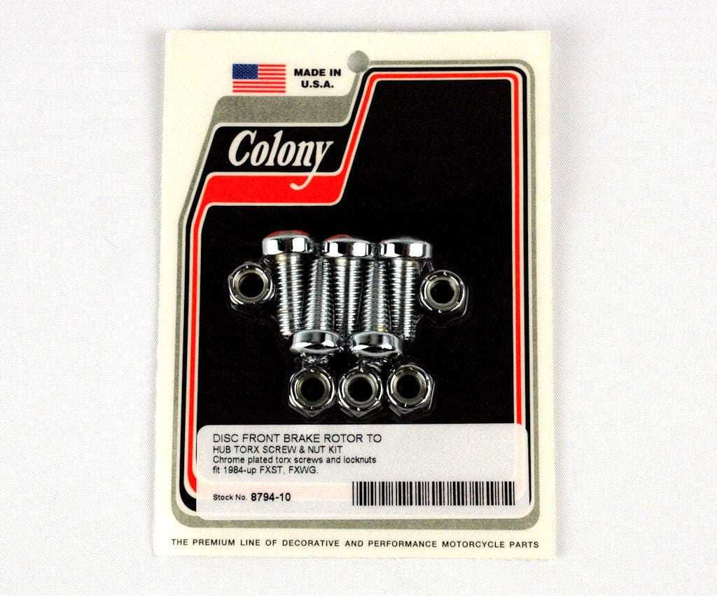 Colony, Front Brake Rotor Disk Bolt Hardware Kit 516"-18 X 7/8" Threads Colony 8794-10