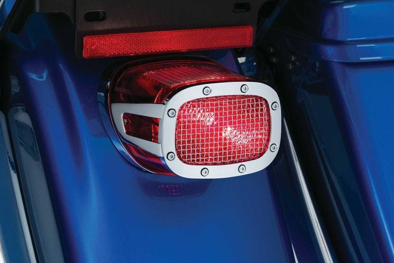 Kuryakyn, Kuryakyn Chrome Mesh Taillight Rear Light Bezel Cover Accent Trim Harley 73-18