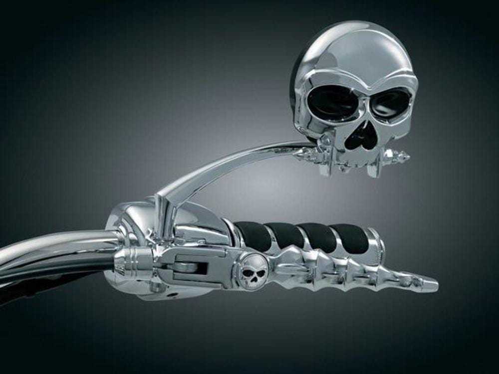 Kuryakyn, Kuryakyn Chrome Skull Lever Set Pair 96-13 Harley Softail Dyna Sportster Touring