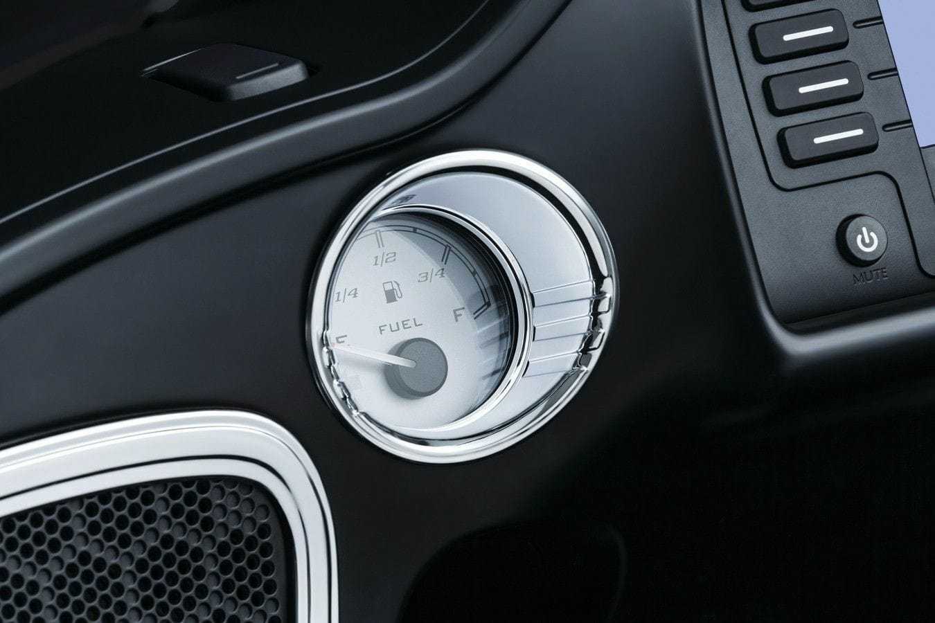 Kuryakyn, Kuryakyn Chrome Tri Line Fuel Voltage Gauge Bezels Harley Road Glide 2015-2020