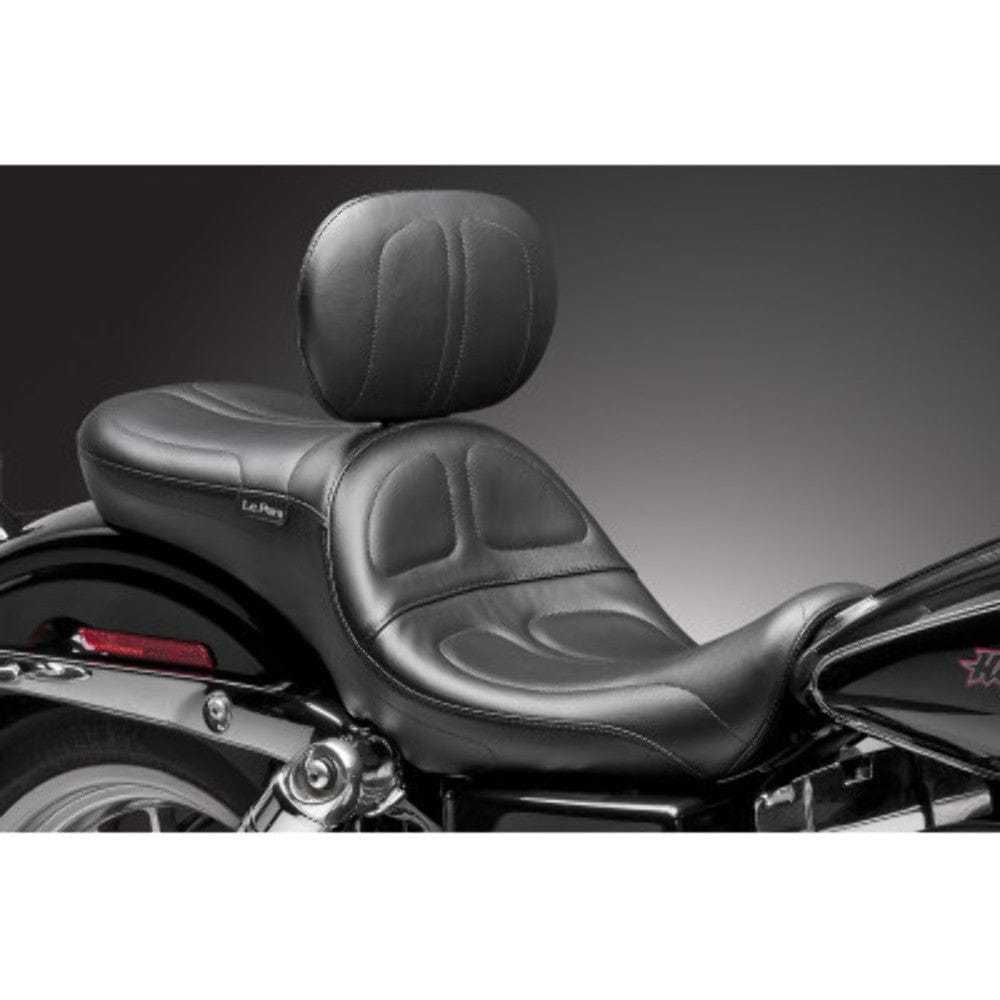 Le Pera, Le Pera Black Maverick 2-Up Stitched Seat Driver Backrest 06-17 Harley Dyna FXD