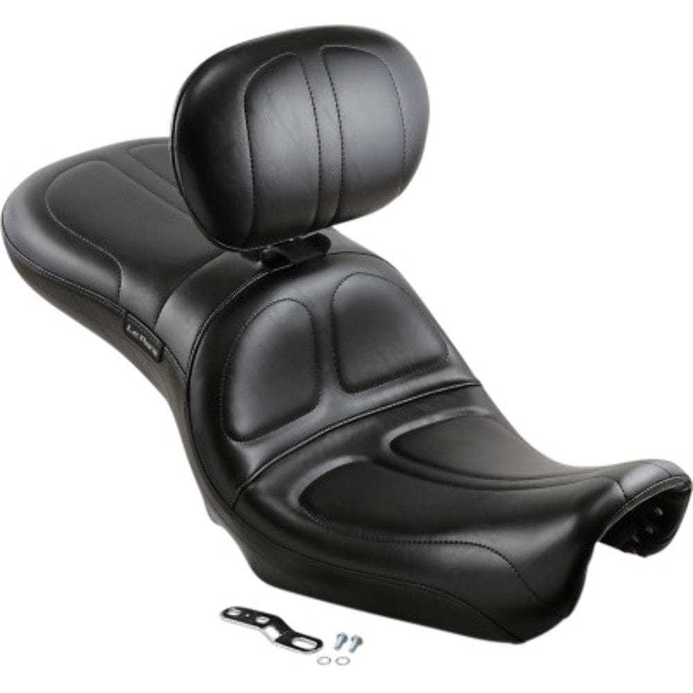 Le Pera, Le Pera Black Maverick 2-Up Stitched Seat Driver Backrest 06-17 Harley Dyna FXD