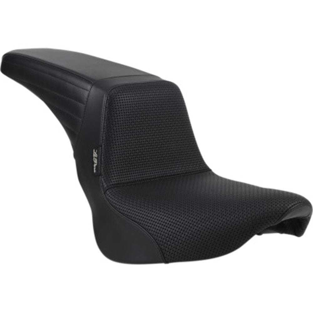 Le Pera, Le Pera Kickflip Basket Weave Black Vinyl Seat 2 Up Harley 18+ Softail FXLR FLSB