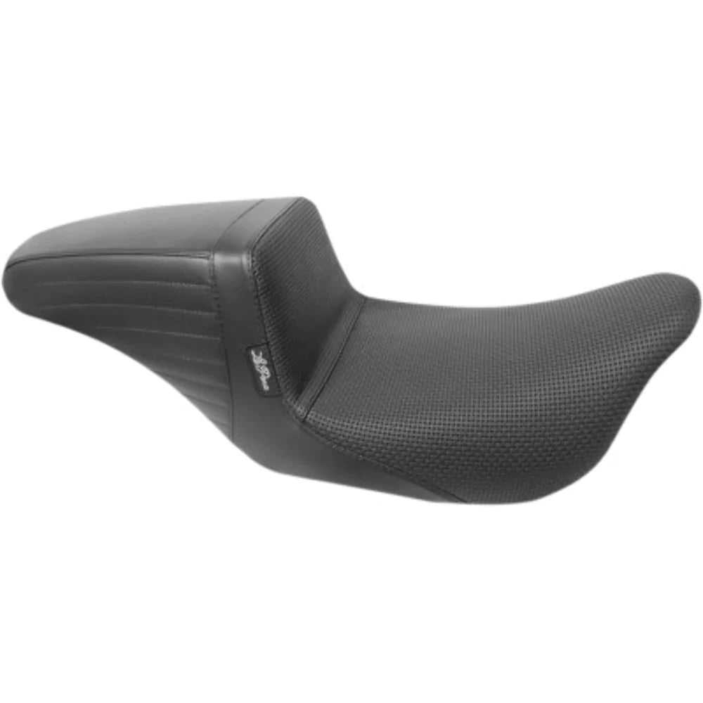 Le Pera, Le Pera Kickflip Vinyl Black Basket Weave Seat 2 Up Harley 2008+ Touring Bagger