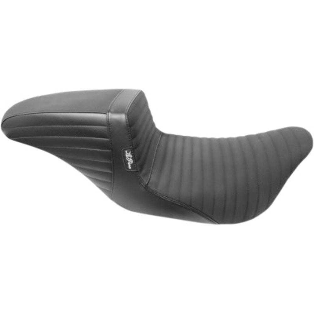 Le Pera, Le Pera Kickflip Vinyl Black Pleated Gripp Tape Seat 2 Up Harley 2008+ Touring