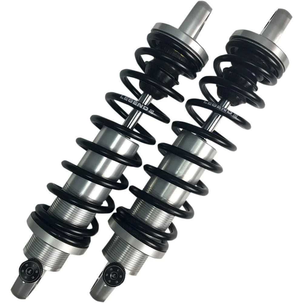 Legend Suspension, Legend Revo-A Adjustable Silver 13" Performance Coil Shocks HD Harley Dyna 91-17