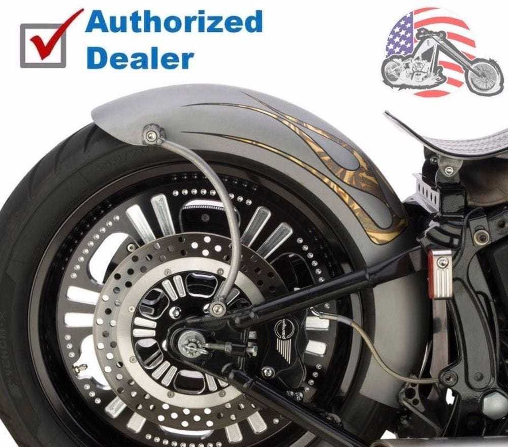 Custom Chrome, Lucky Sucker Twin Cam Softail 200mm Tire 9" Wide Rigid Style Bobber Rear Fender