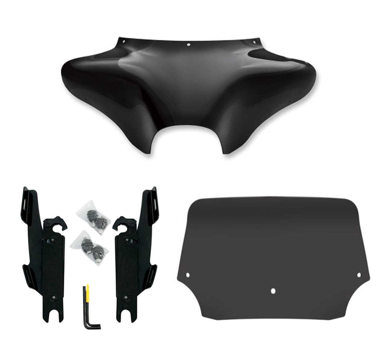 Memphis Shades, Memphis Shade Batwing Fairing 9" Black Windshield Mount Kit Harley FLSTF No Bar