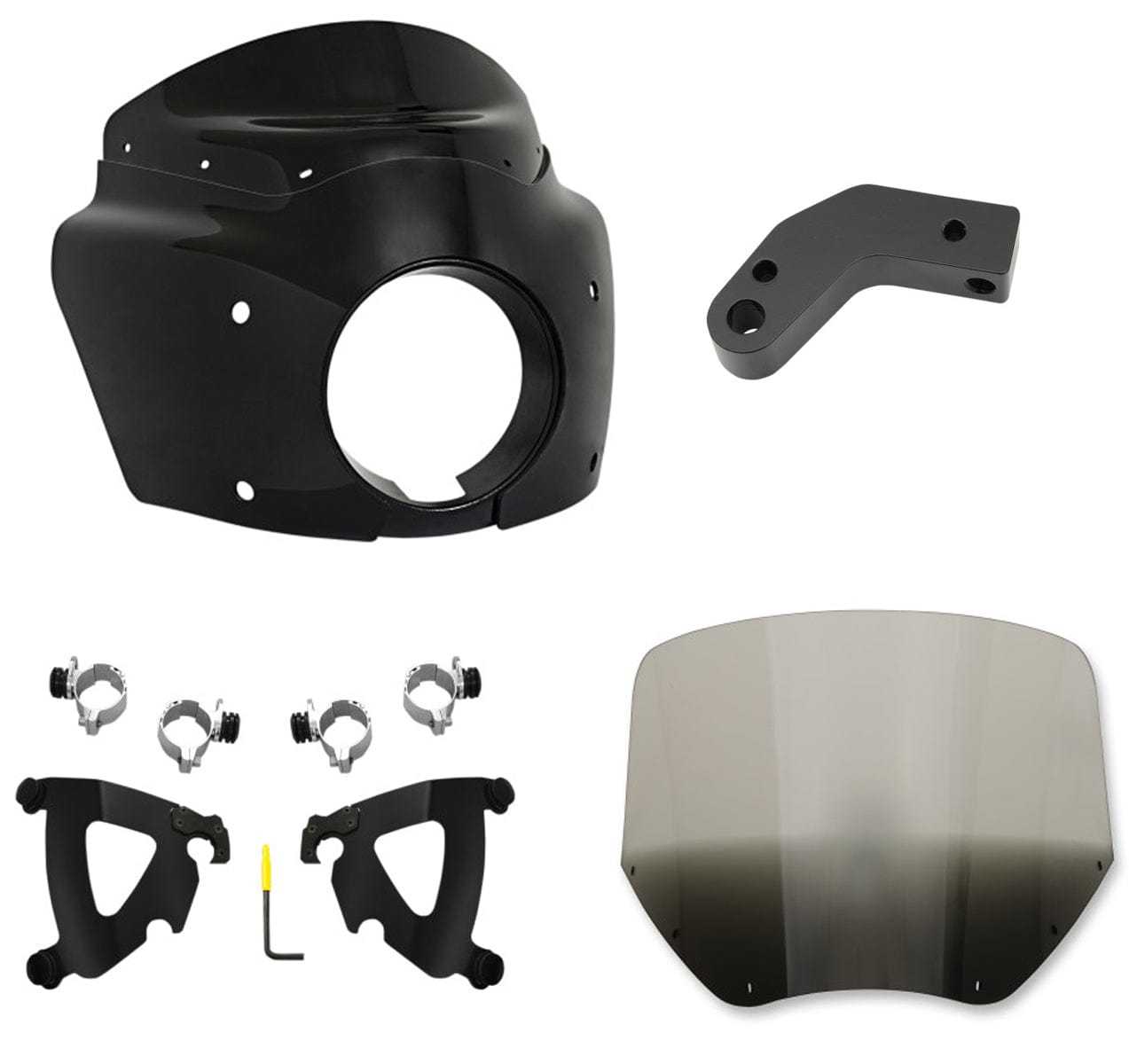 Memphis Shades, Memphis Shade Road Warrior Fairing 11 Windshield Black Smoke Mounting Kit Harley