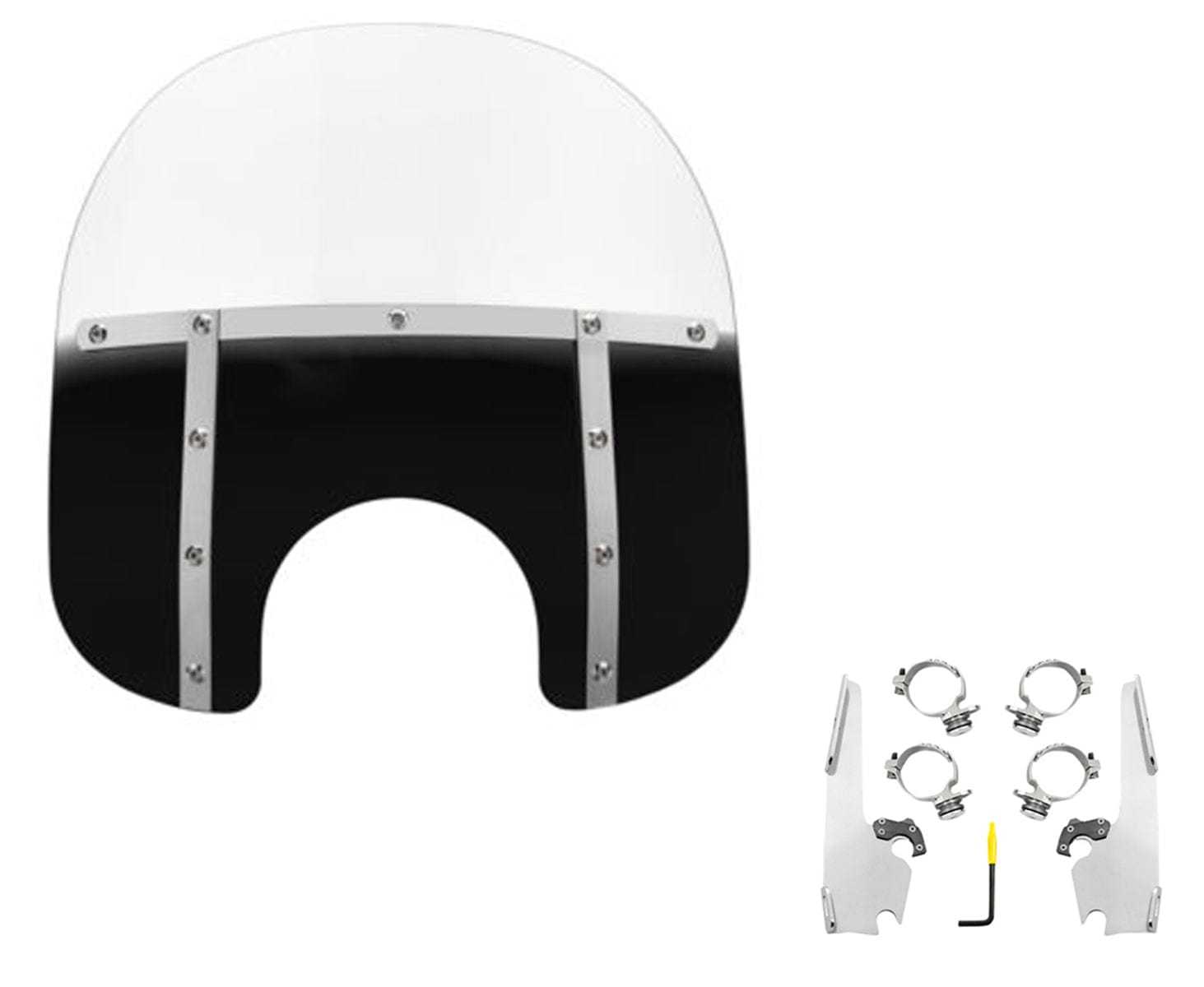 Memphis Shades, Memphis Shades 15" Fats Gradient Black Windshield Mount Kit Harley Low Rider 18+