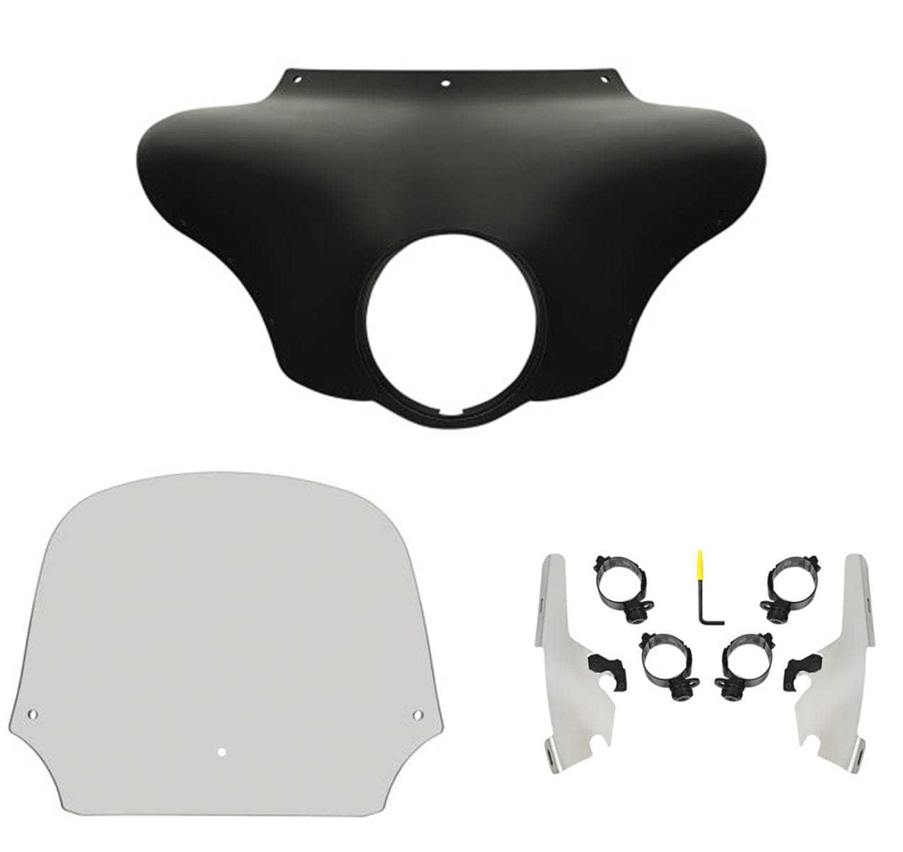 Memphis Shades, Memphis Shades Batwing Fairing 12" Solar Windshield Polished Kit Harley 18+ FLSB