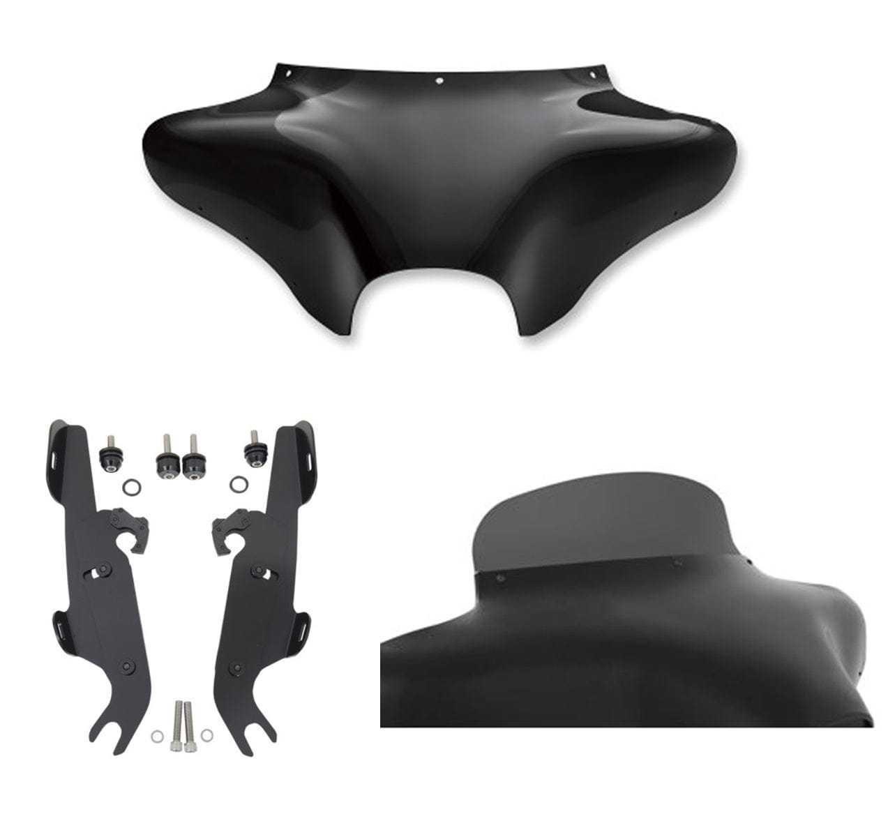 Memphis Shades, Memphis Shades Batwing Fairing 5 Smoke Spoiler Windshield Mount Kit Harley FLSTF