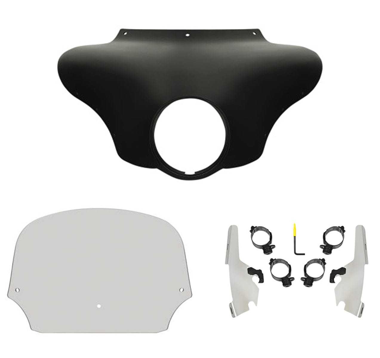 Memphis Shades, Memphis Shades Batwing Fairing 9" Solar Windshield Polished Kit Harley 18+ FLSB