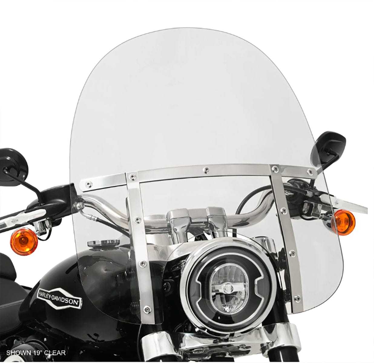 Memphis Shades, Memphis Shades Fats 19" Clear Windshield Polished Mounts Kit Harley 18+ FLSB