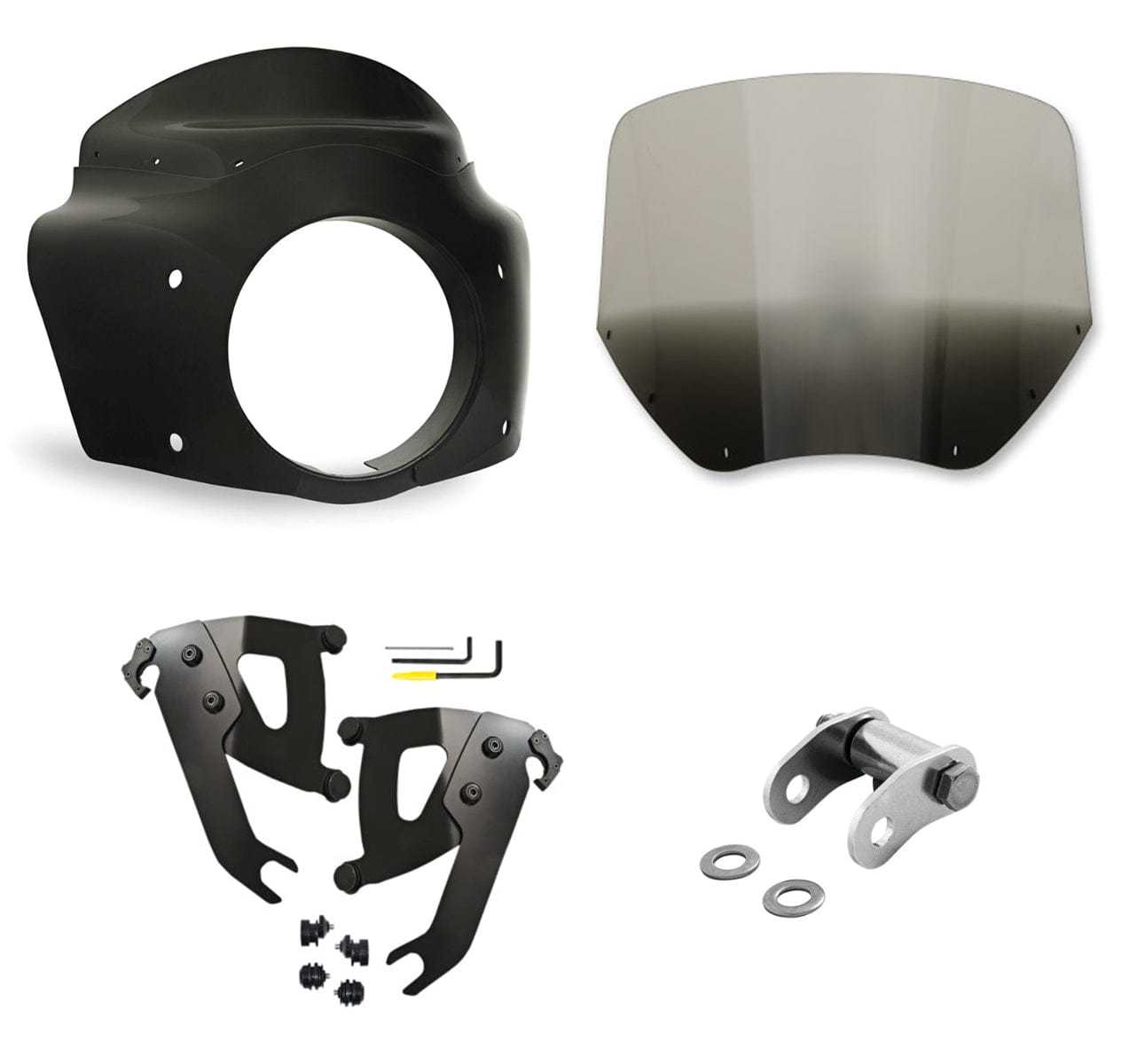 Memphis Shades, Memphis Shades Road Warrior Fairing Black Smoke 11 Windshield Kit Harley M8 FLSL