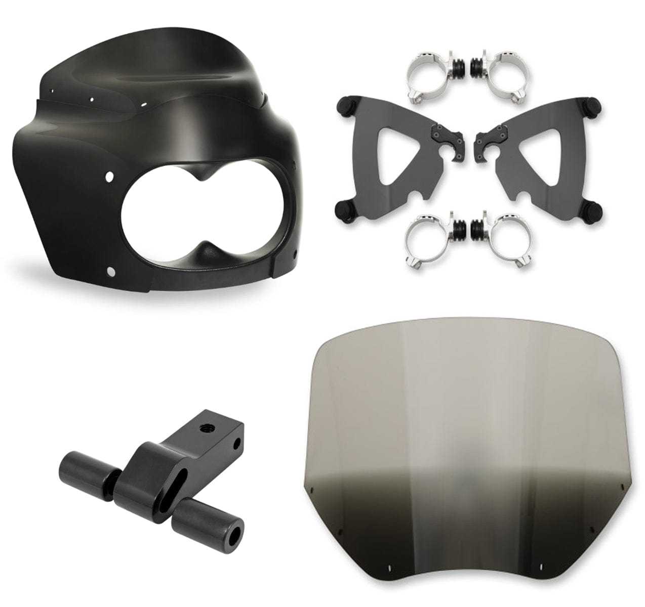 Memphis Shades, Memphis Shades Road Warrior Fairing Mount 11" Smoke Black Windshield Harley Dyna