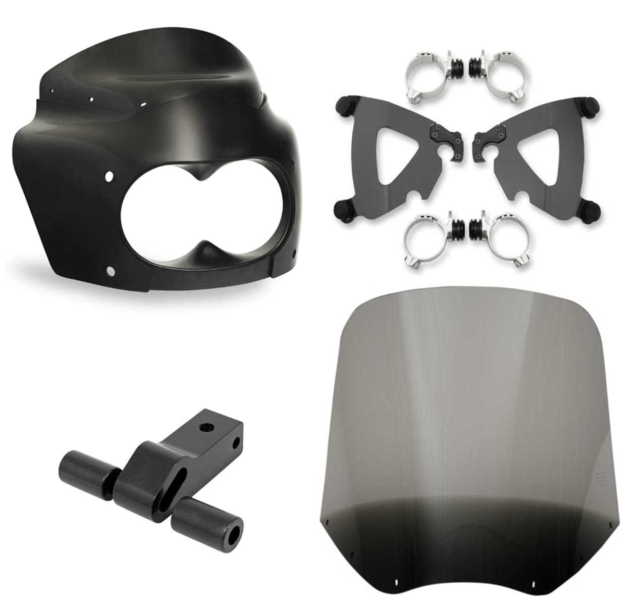 Memphis Shades, Memphis Shades Road Warrior Fairing Mount 15" Smoke Black Windshield Harley Dyna