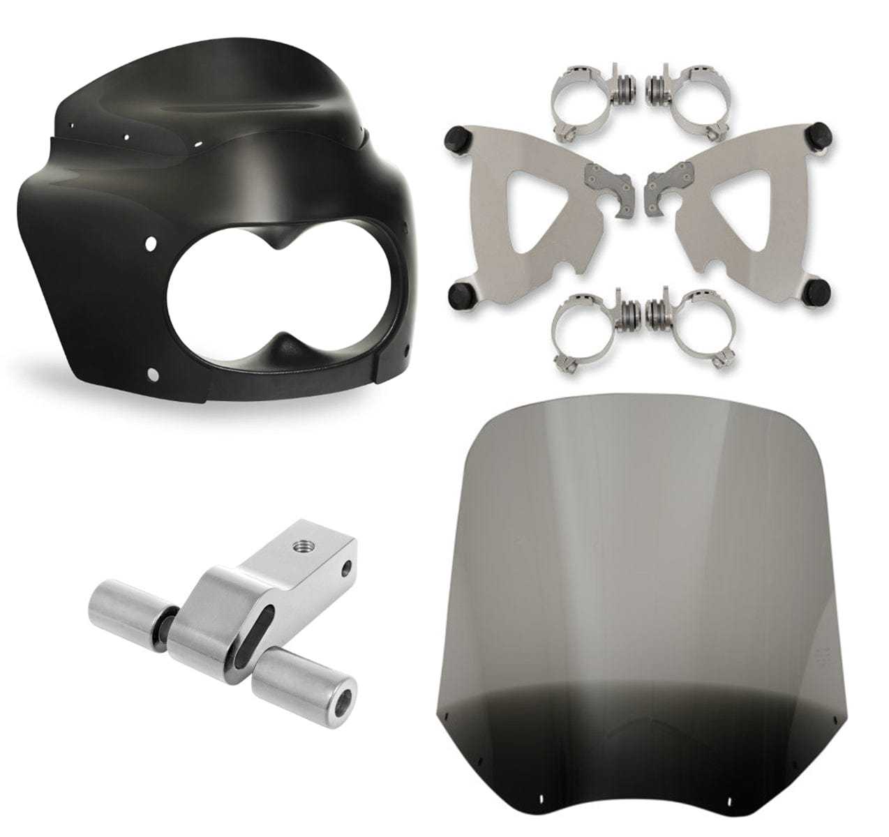 Memphis Shades, Memphis Shades Road Warrior Fairing Mount 15" Smoke Windshield Harley Dyna FXDF