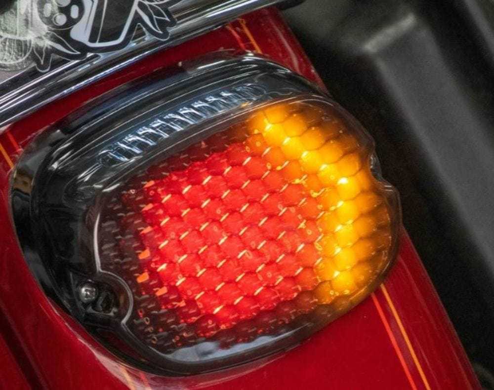 Moons MC, Moons MC Clear Rear Low Profile Integrated LED Taillight Harley FXR Big Twin XL