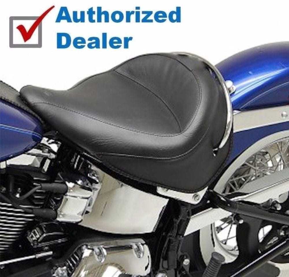 Mustang, Mustang Wide Solo Seat Black Plain 2005-2017 Harley Softail Deluxe FLSTN 76232