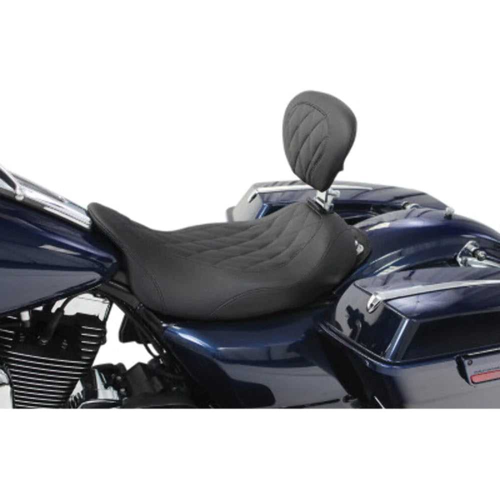 Mustang, Mustang Wide Tripper Diamond Pattern Solo Seat Driver Backrest Harley Touring