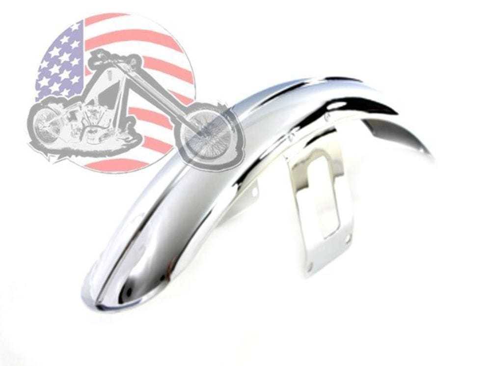 V-Twin Manufacturing, New Chrome Ribbed 21 Wheel Front Fender Harley Softail Wide Glide Chopper Bobber