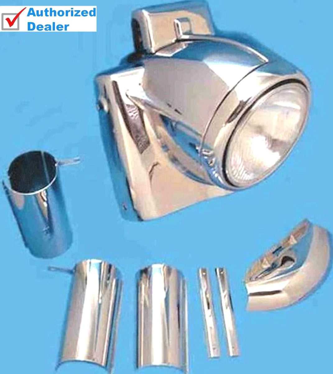 V-Twin Manufacturing, New Complete Chrome Headlight Headlamp Cowl Nacelle Kit Assembly Harley Touring