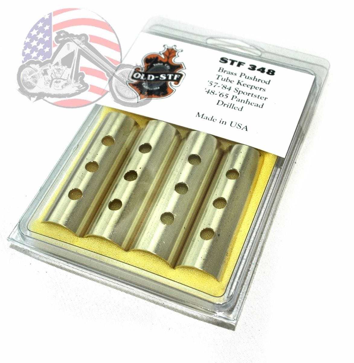 OLD-STF, Old-Stf Brass Drilled Holes Pushrod Tube Cover Keepers Harley Ironhead Panhead