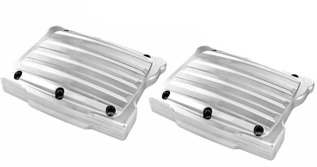 Performance Machine, Performance Machine Chrome Finned Rocker Boxes Covers Set Pair Twin Cam Harley