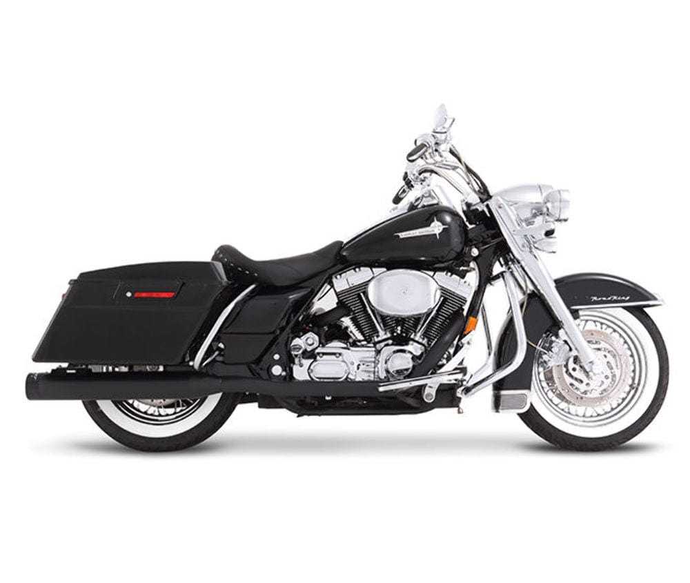 Rinehart Racing, Rinehart Black True Dual Exhaust Black Tips 4 Mufflers 1995-2008 Harley Touring