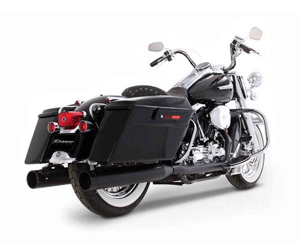 Rinehart Racing, Rinehart Black True Dual Exhaust Black Tips 4 Mufflers 1995-2008 Harley Touring