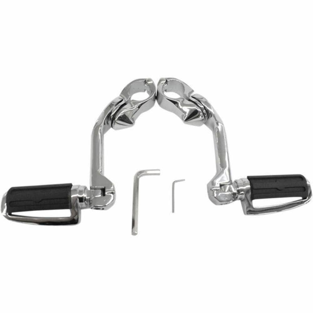 Rivco Products, Rivco Chrome 5” Highway Slotted Footpeg Pegs Mount 1 ¼ Engine Crash Guard Bar