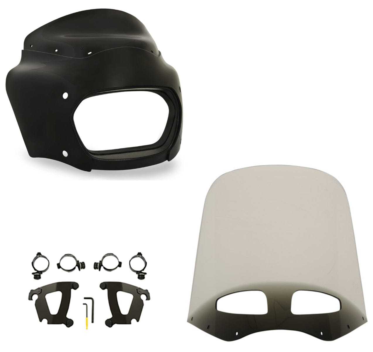 Memphis Shades, Road Warrior Fairing 17" Vented Ghost Windshield Kit Harley 18+ Softail Fat Boy