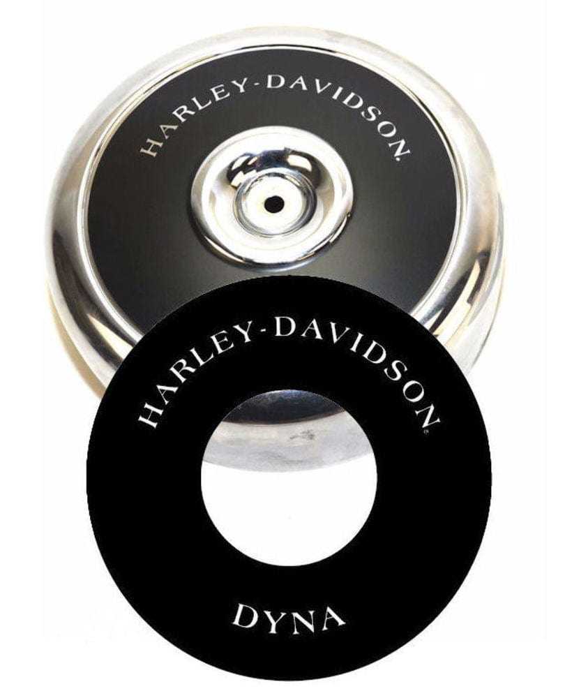 American Classic Motors, Round Black Decal Harley Evolution Dyna For 8" Chrome Air Cleaner Filter Cover