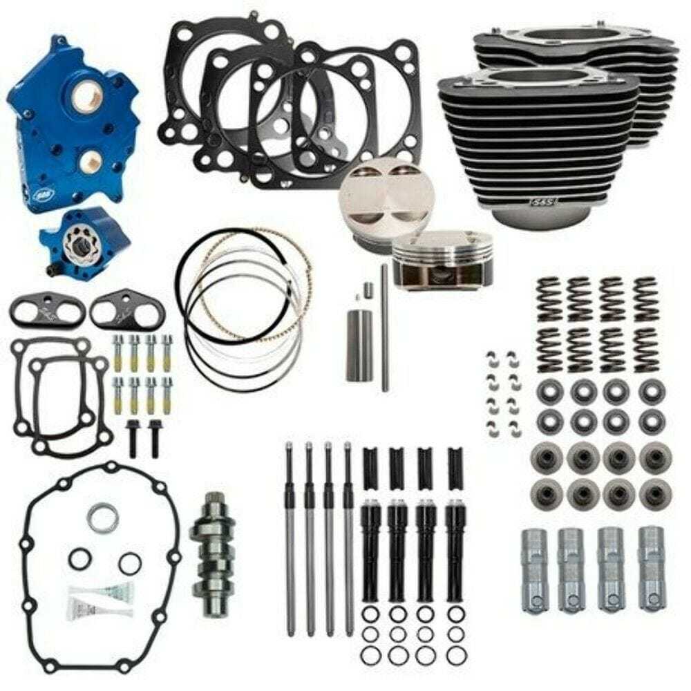 S&S Cycle, S&S 107" to 124" Water Cooled Power Package Chain Drive Black Harley Touring M8