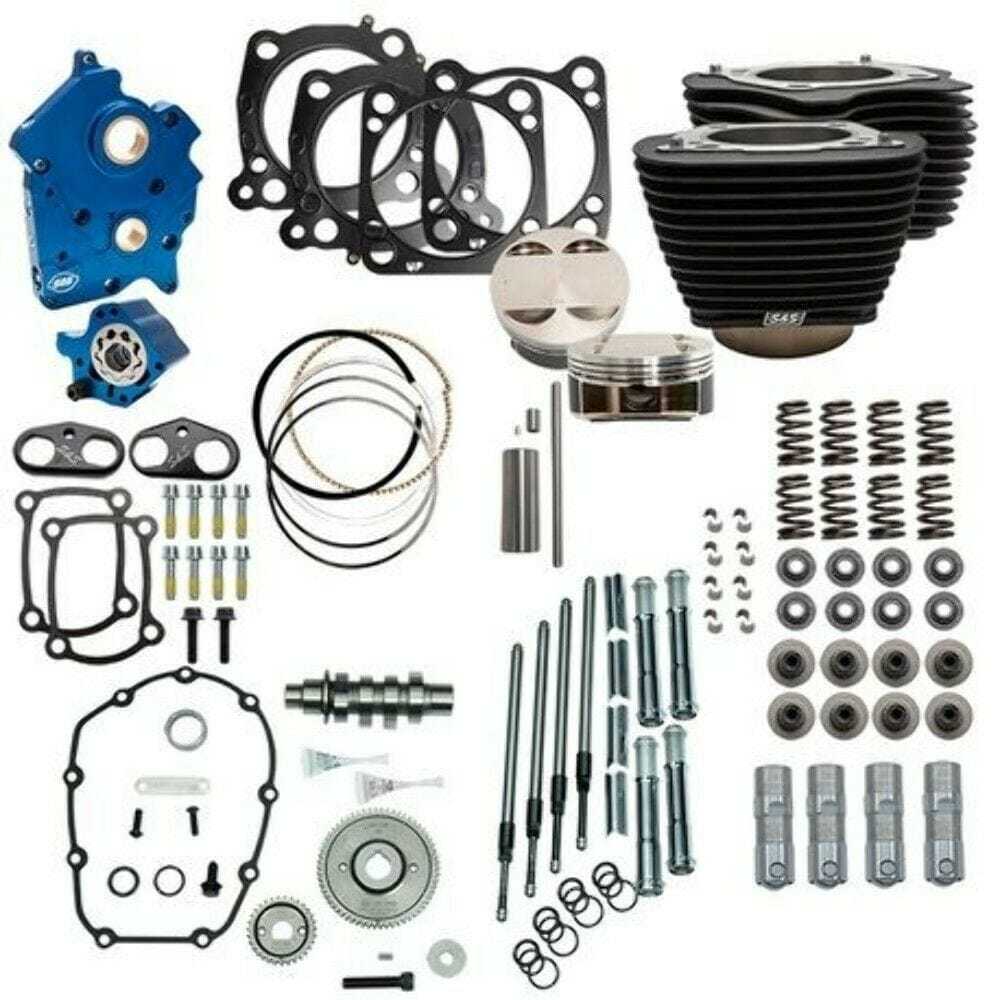 S&S Cycle, S&S 114" 128" Oil Cooled Power Package Gear Drive Black Chrome Harley M8 17+ NH