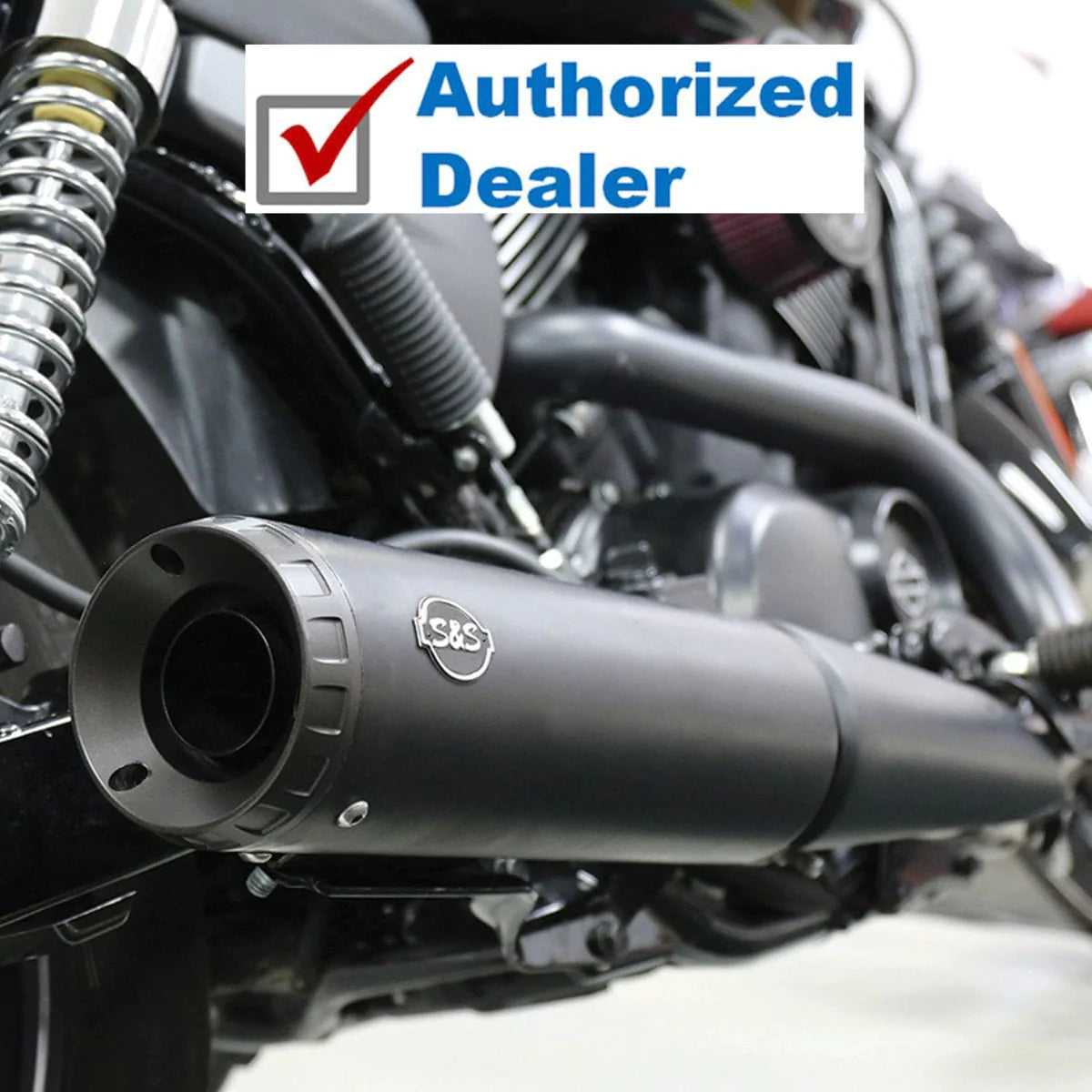 S&S Cycle, S&S Black 4" Grand National Slip-On Muffler Exhaust Pipe Harley Street 500/750