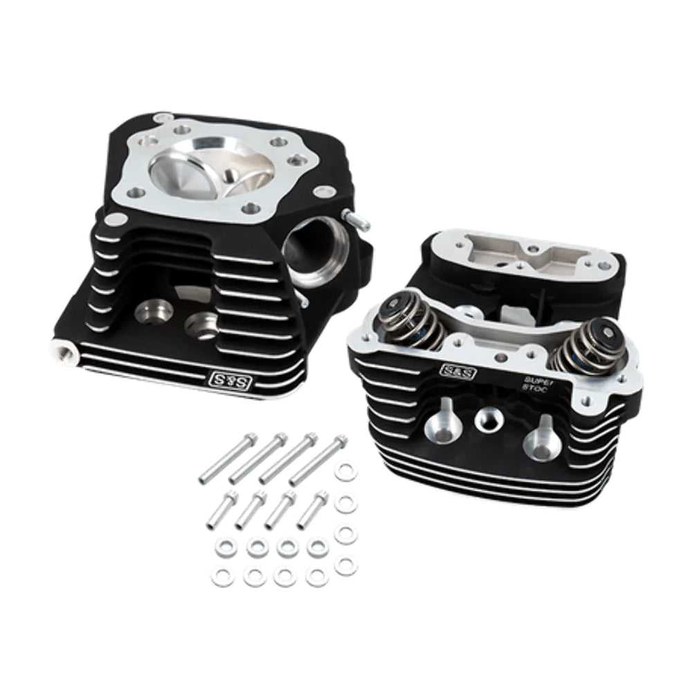 S&S Cycle, S&S Black Super Stock Replacement Cylinder Head Kit Harley Evolution Evo 84-99