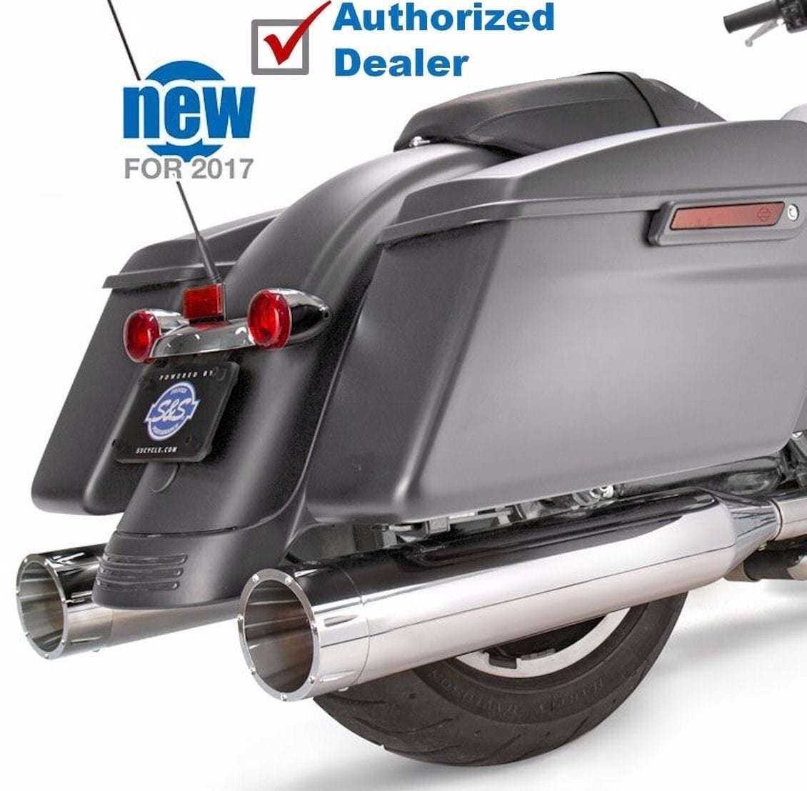 S&S Cycle, S&S Chrome MK45 4.5" Slip-On Mufflers Tracer End Caps Tips 17-20 Harley Touring