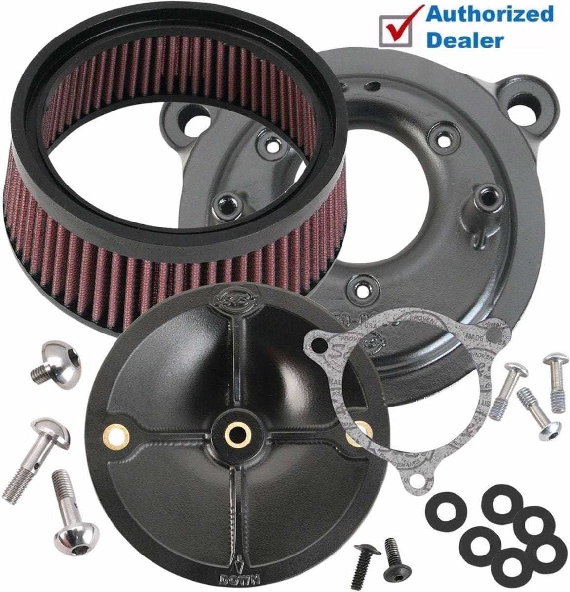 S&S Cycle, S&S Cycle Stealth Black Stage 1 Air Cleaner Filter Kit Harley 2008-17 Harley TBW