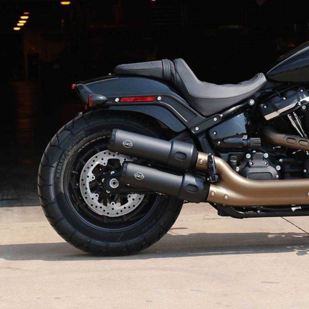 S&S Cycle, S&S Grand National Black Slip On Mufflers Exhaust 18-20 Harley Softail Fat Bob