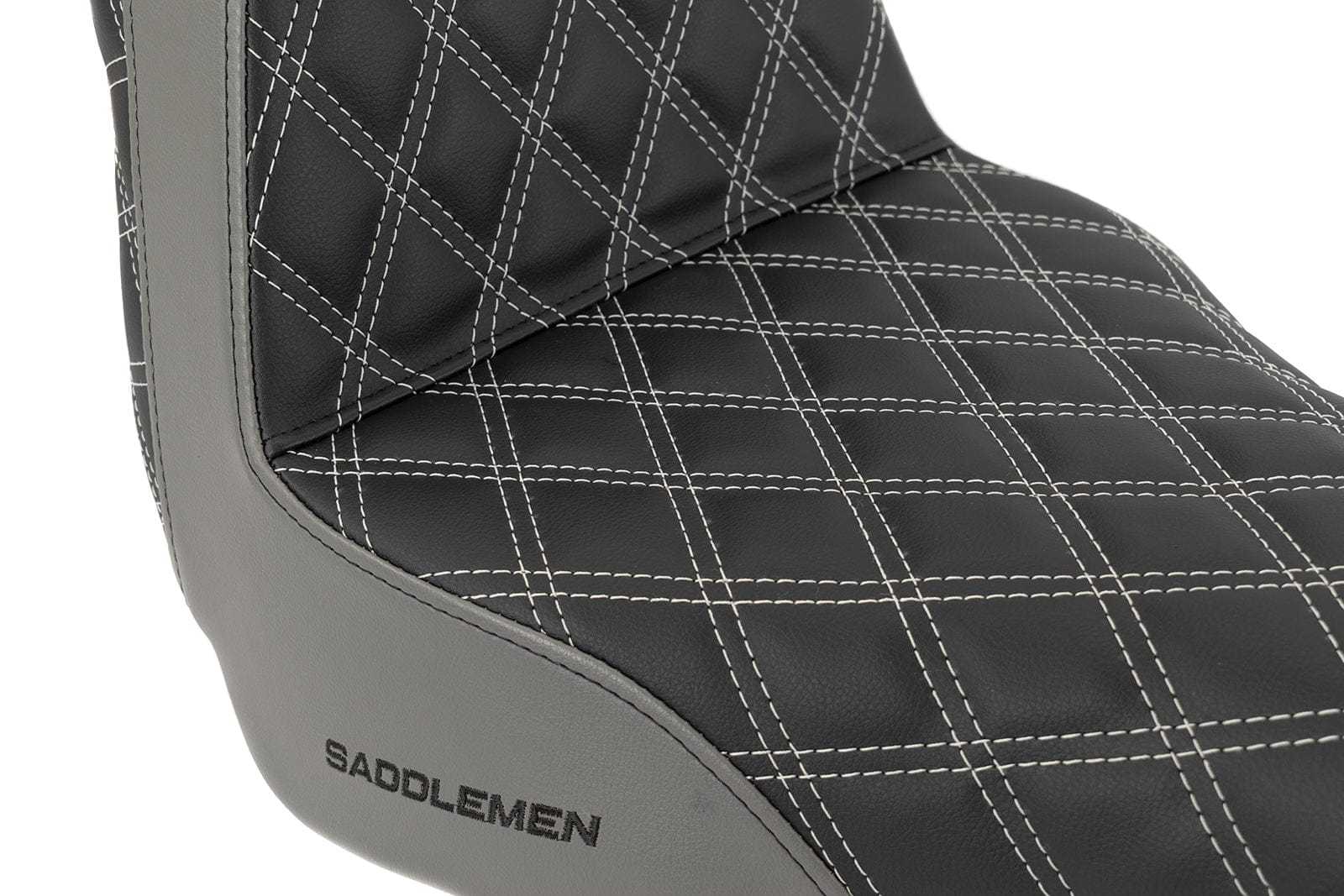 Saddlemen, Saddlemen Step 2 Up Lattice Diamond Silver Stitch Seat M8 Harley Softail FXLRS