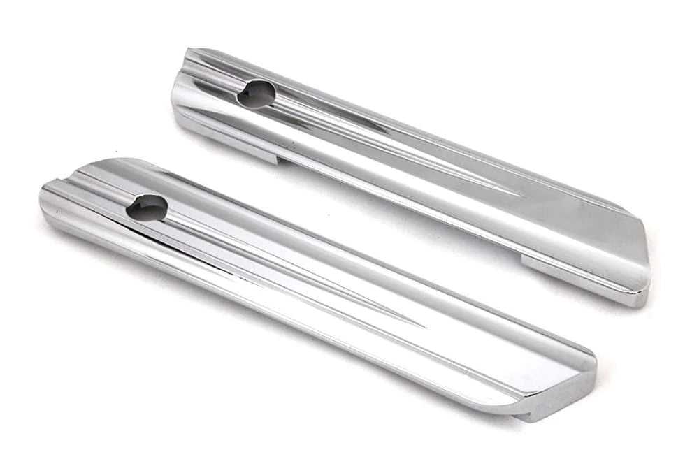 V-Twin Manufacturing, Smooth Chrome Face Plate Saddlebag Hinge Covers 2014-2020 Harley Touring Bagger