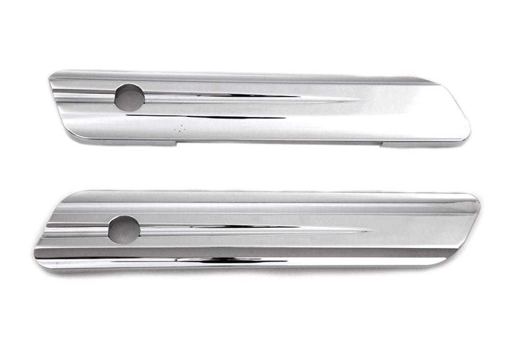 V-Twin Manufacturing, Smooth Chrome Face Plate Saddlebag Hinge Covers 2014-2020 Harley Touring Bagger