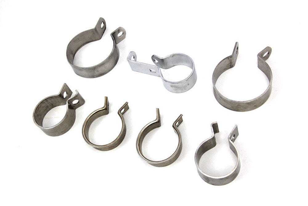 V-Twin Manufacturing, Stainless Steel Complete Replacement Exhaust Clamp Kit Harley 59-79 Sportster